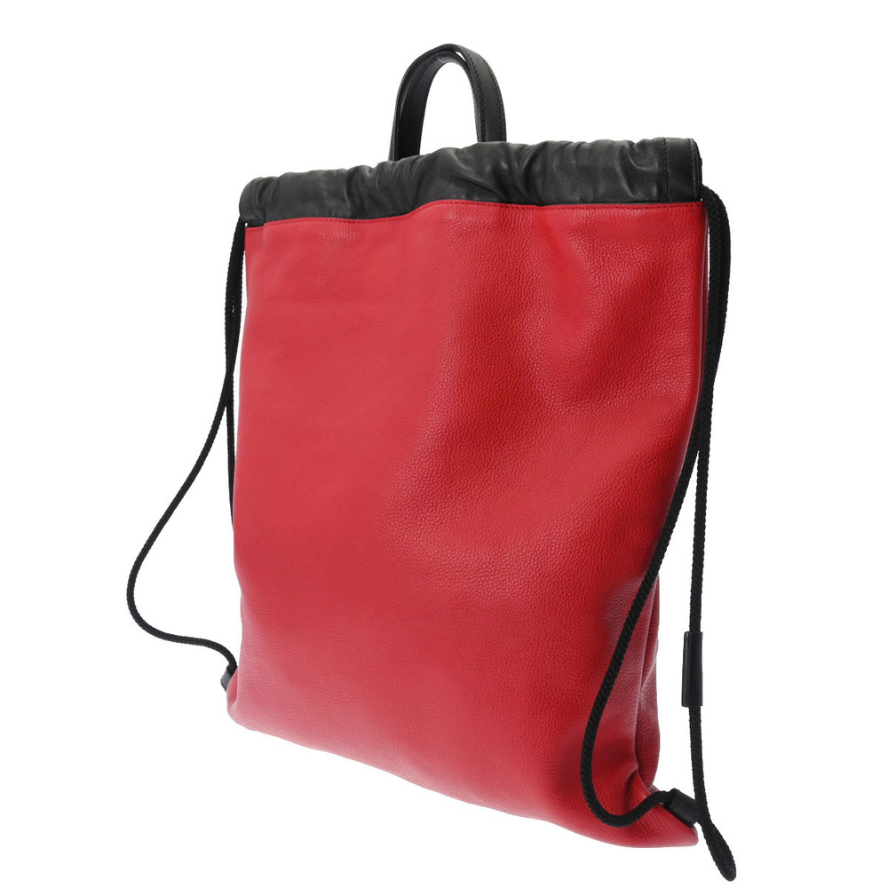 Gucci Rucksack Black Red Daypack Leather Drawstring Backpack Calfskin